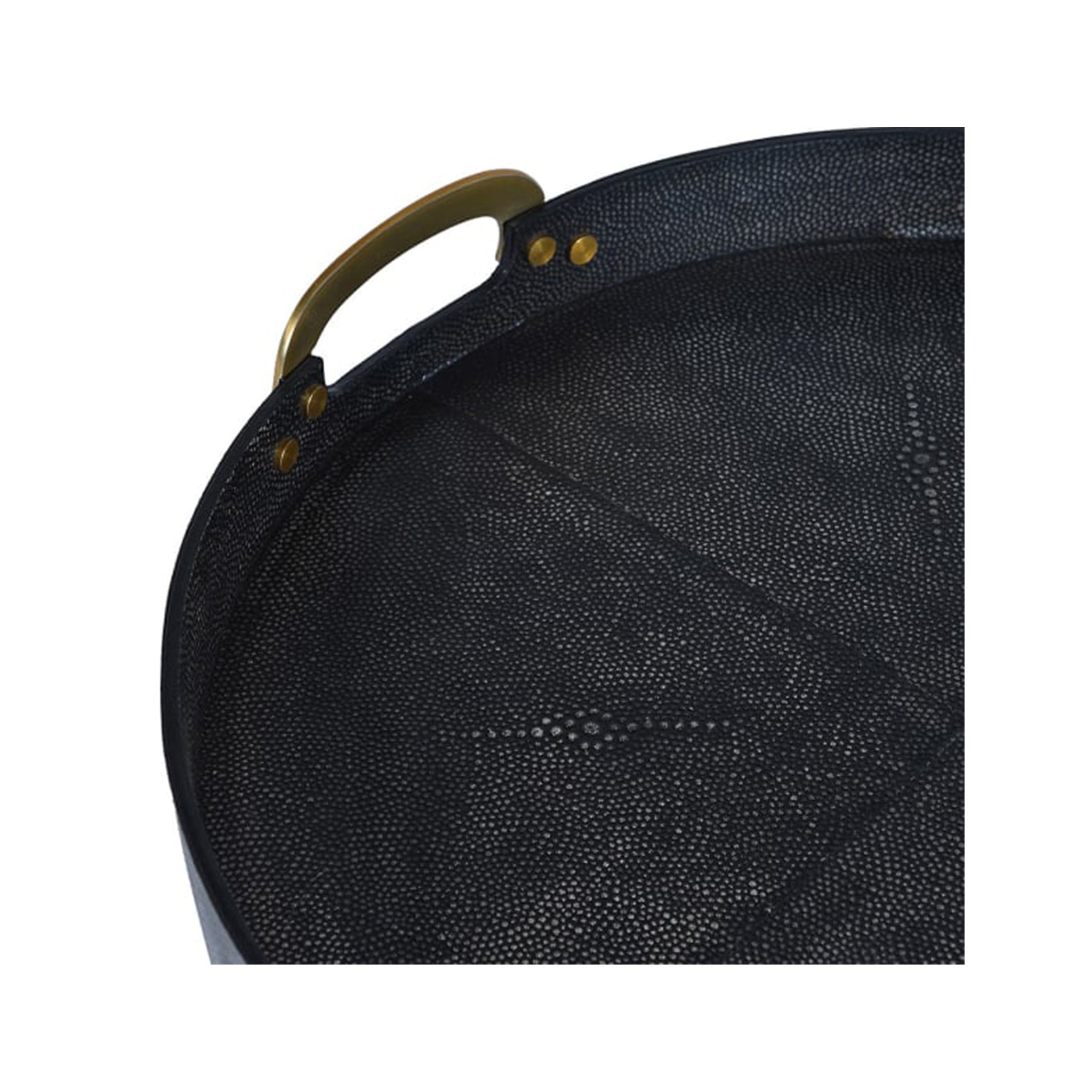 Black Shagreen Tray with Brass Detail